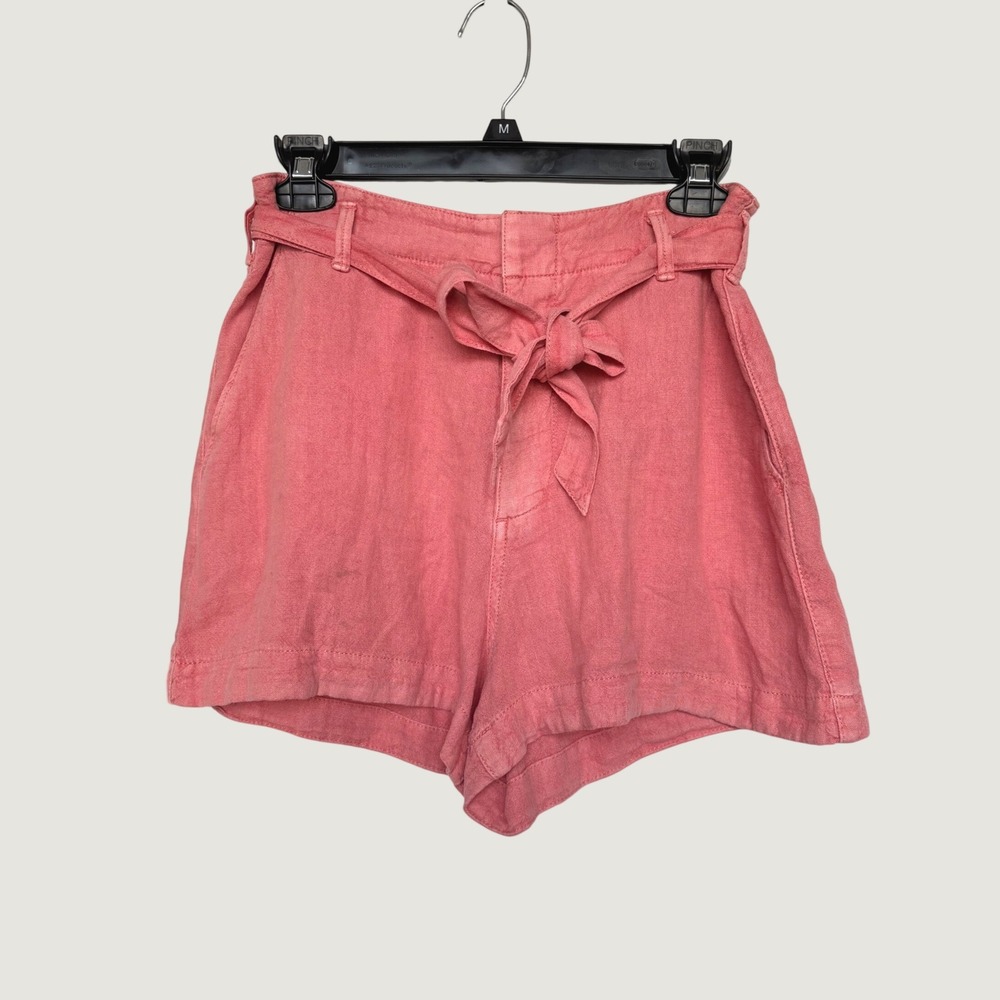 Abercrombie & Fitch Coral Pink Linen Blend Tie Waist Shorts Cruise Vacation S
